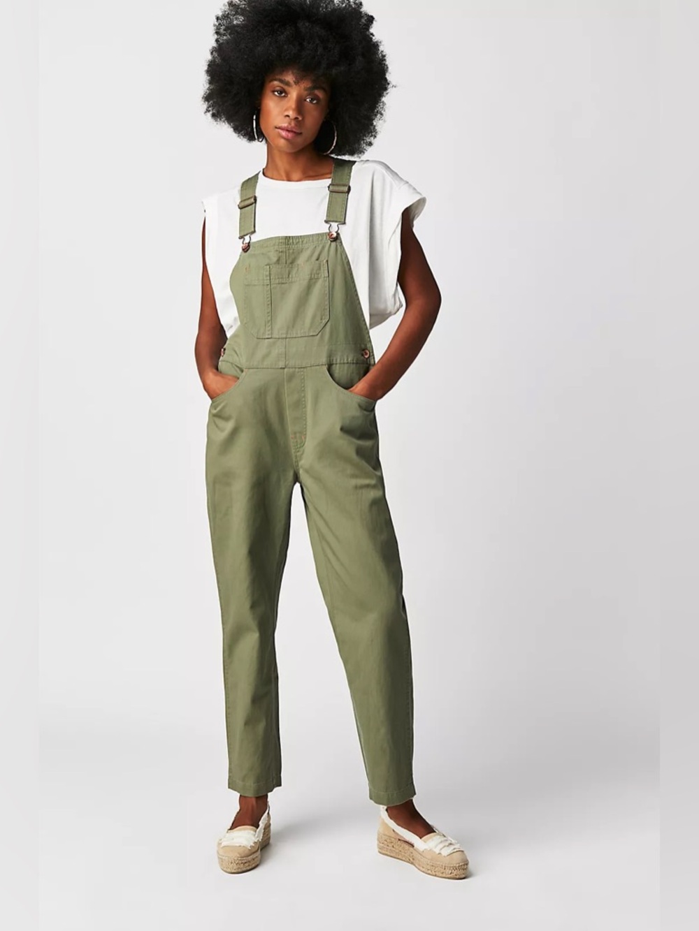 NWT Free People x Brixton Costa Overalls in Olive Surplus Size Medium
